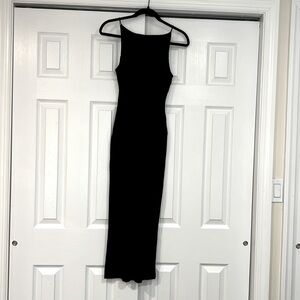 Black fitted midi dress